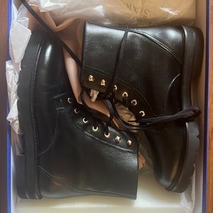 NIB Stuart Weitzman Mila Lift Black Combat Boots 9C